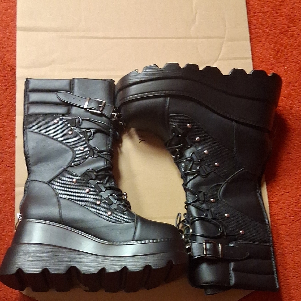 Black Platform Combat Boots